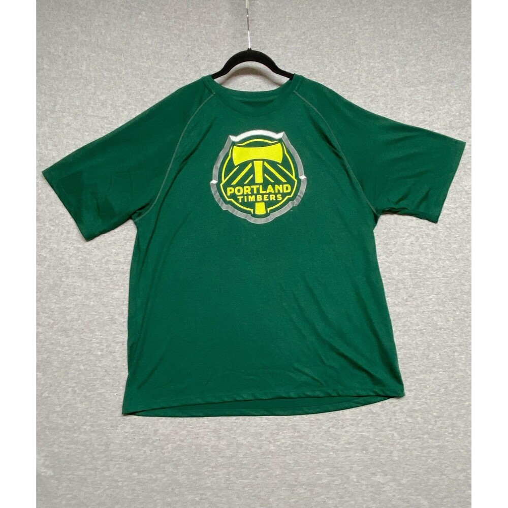 Portland Timbers T‎ Shirt Mens XL Green MLS Soccer Adidas Climalite Tee Raglan - Picture 10 of 11